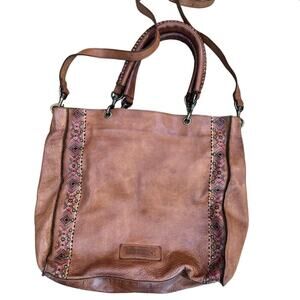 Pikolinos Women's Brown Embroidered Genuine Leather Crossbody Handbag